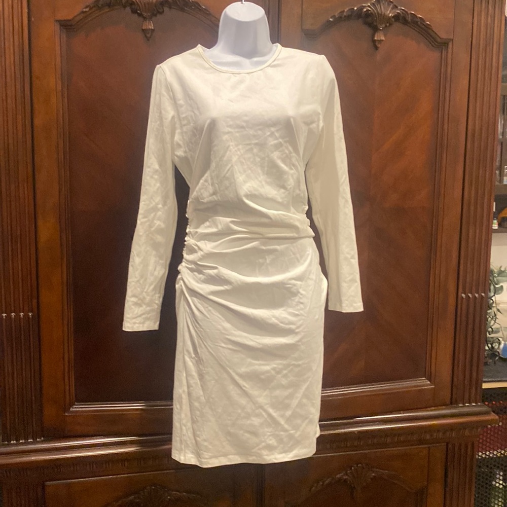 Large white long sleeved pull on super soft dress